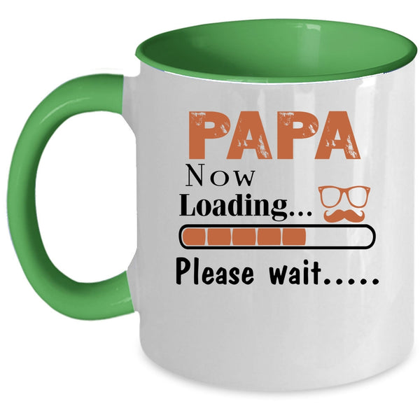 Cute Papa Coffee Mug, Papa Now Loading Please Wait Accent Mug