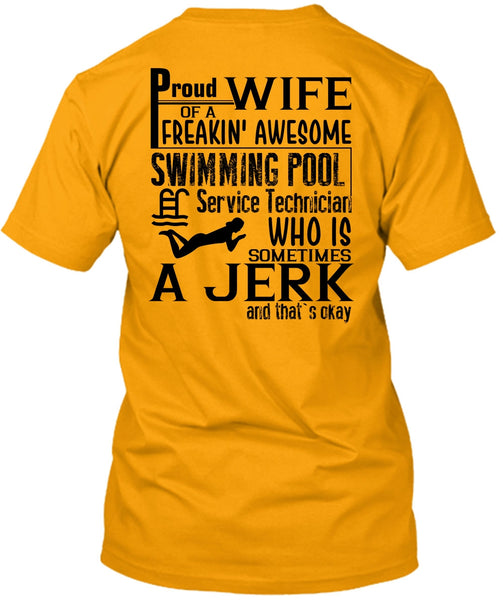 Proud Wife Of A Freaking Awesome Swimming T Shirt, I Love Swimmer T Shirt