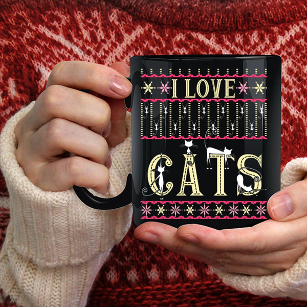I Love Cats Coffee Mug, Christmas Gift For Cat Lover Coffee Cup