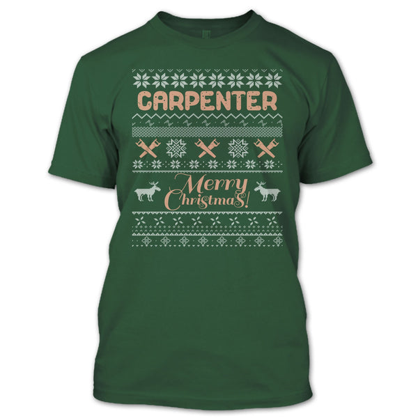 Carpenter Merry Christmas T Shirt, Coolest Carpenter T Shirt