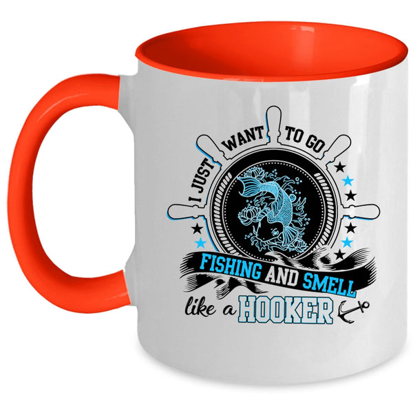 Funny Fisher Coffee Mug, I Just Want To Go Fishing Accent Mug