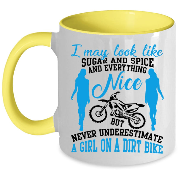 Cool Gift For My Daughter Coffee Mug, A Girl On A Dirt Bike Accent Mug