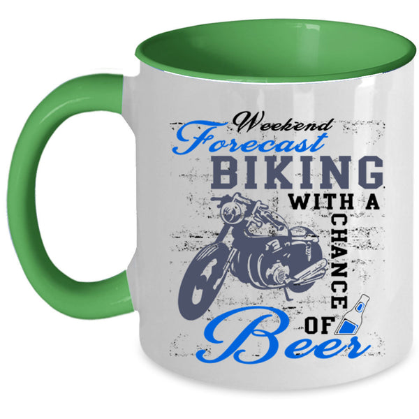 Chance Of Beer Coffee Mug, Weekend Forecast Biking Accent Mug