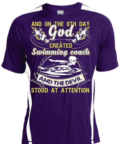God Created Swimming Coach T Shirt, Being A Swimmer T Shirt, Cool Shirt