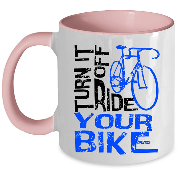 Awesome Bikers Coffee Mug, Turn Off Ride Your Bike Accent Mug