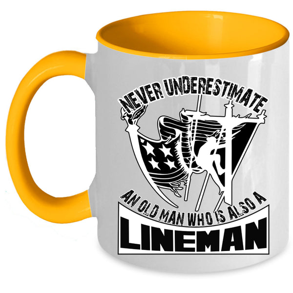 Awesome Grandpas Coffee Mug, An Old Man Is A Lineman Accent Mug
