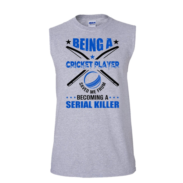Being A Cricket Player Shirt, Cool Baseball Shirt (Men's Cotton Sleeveless)
