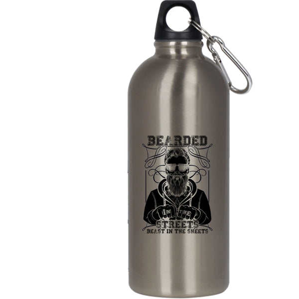 Bearded In The Streets 20 oz Stainless Steel Bottle,Cool Gift For Bearded Men Outdoor Sports Water Bottle