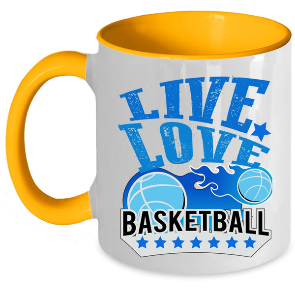 Cute Basketball Player Coffee Mug, Live Love Basketball Accent Mug