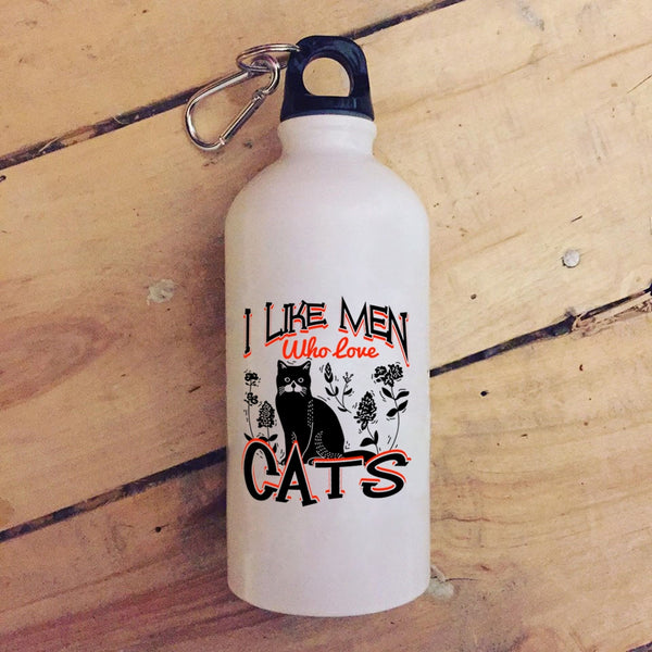 I Like Men Who Love Cats 20 oz Stainless Steel Bottle,Cute Cat Lovers Outdoor Sports Water Bottle