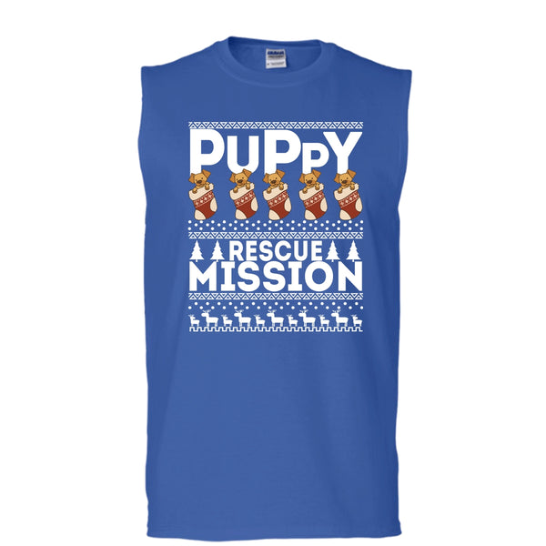 Puppy Rescue Mission T Shirt, Coolest Dog Lover T Shirt, Cool T Shirt (Men's Cotton Sleeveless)