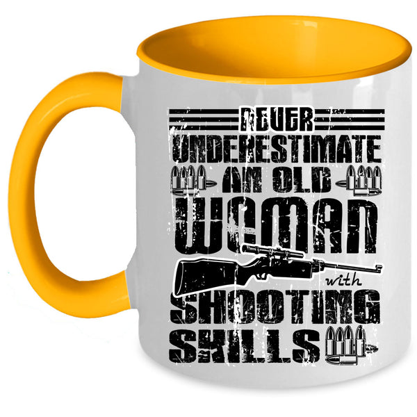 Cool Grandmother Coffee Mug, An Old Woman With Shooting Skills Accent Mug
