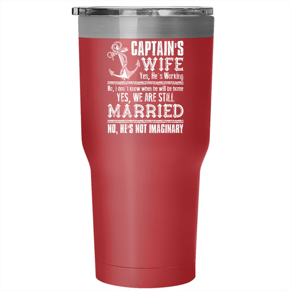 Captain's Wife Tumbler 30 oz Stainless Steel, Cool Just Married Travel Mug