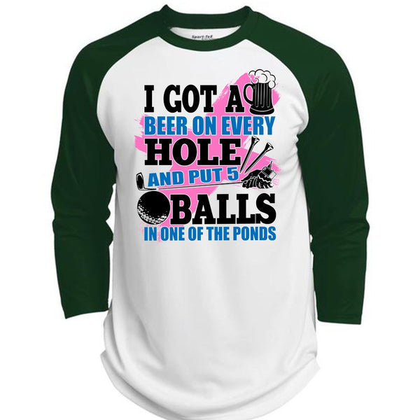 I Got A Beer On Every Hole T Shirt, I Love Golf T Shirt, Awesome T-Shirts  (Polyester Game Baseball Jersey)