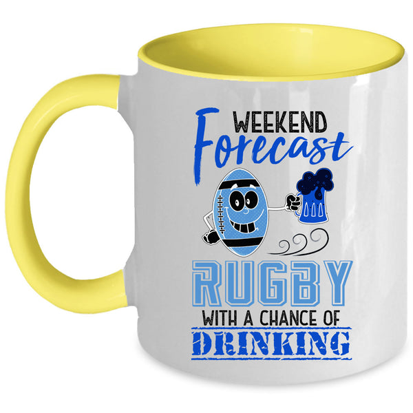 Chance Of Drinking Coffee Mug, Weekend Forecast Rugby Accent Mug