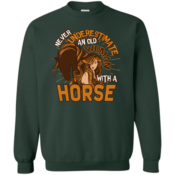 Old Woman With A Horse T Shirt, Coolest Equestrian Sweatshirt
