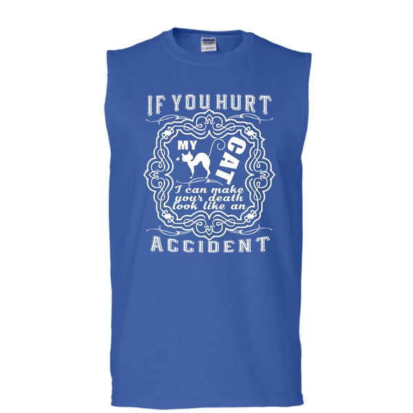 If Your Hurt My Cat T Shirt, I Am A Coolest Cat Lover T Shirt, Cool T Shirt (Men's Cotton Sleeveless)