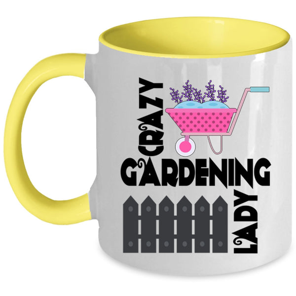 Funny Gift For My Wife Coffee Mug, Crazy Gardening Lady Accent Mug