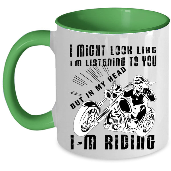 Cool Gift For Biker Coffee Mug, In My Head I'm Riding Accent Mug