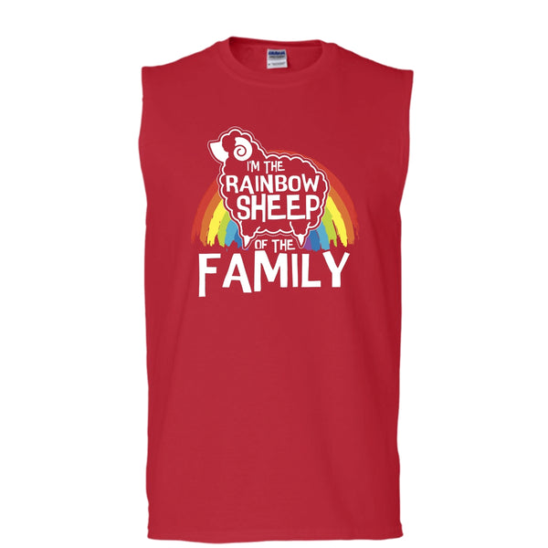 I'm The Rainbow Sheep Of Family T Shirt, Coolest Rainbow Sheep Tank Top (Men's Cotton Sleeveless)
