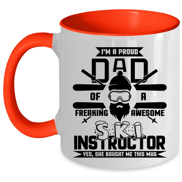 Cute Ski Instructor Coffee Mug, I'm A Proud Dad Of A Ski Instructor Accent Mug