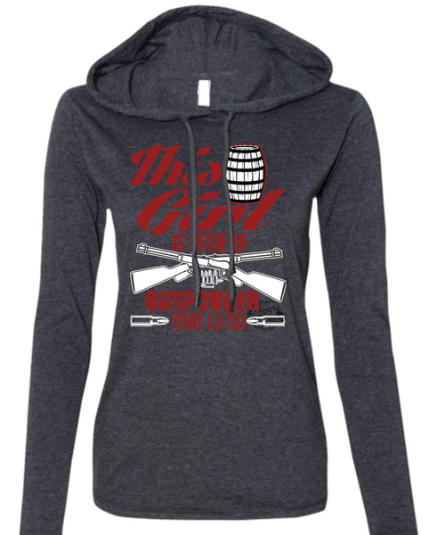 This Girl Is Made Of Gunpowder T Shirt, Being A Veteran T Shirt (Anvil Ladies Ringspun Hooded)