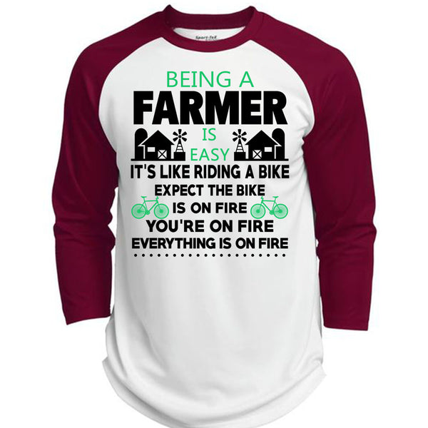 Being A Farmer Is Easy T Shirt, Being A Farmer T Shirt, Awesome T-Shirts  (Polyester Game Baseball Jersey)
