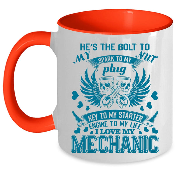 Cool Mechanis's Girlfriend Coffee Mug, I Love My Mechanic Accent Mug