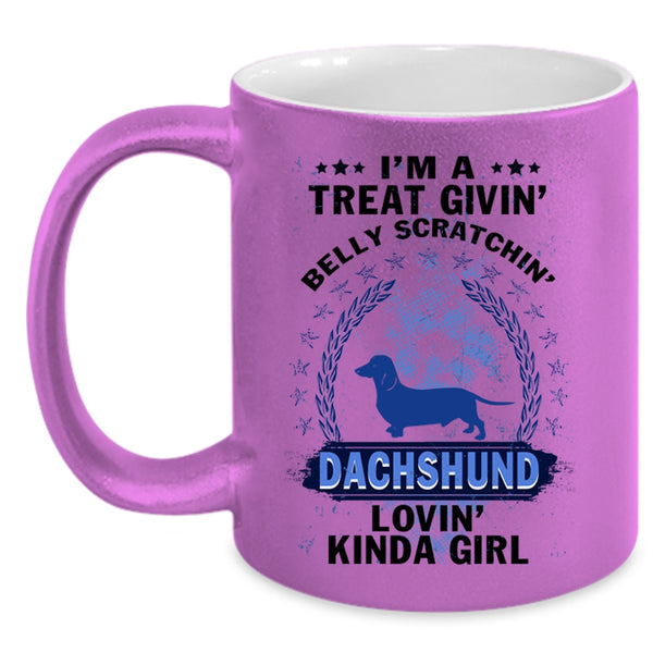 Dog Lovers Coffee Mug, Dachshund Loving Kinda Girl Accent Mug