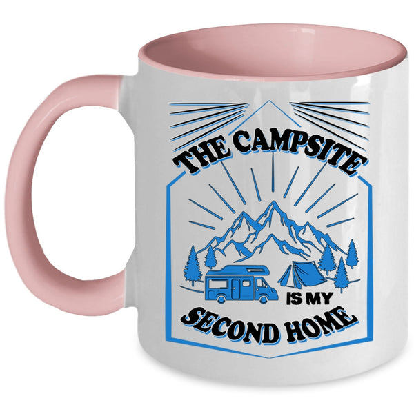 Cute Camper Coffee Mug, The Campsite Is My Second Home Accent Mug