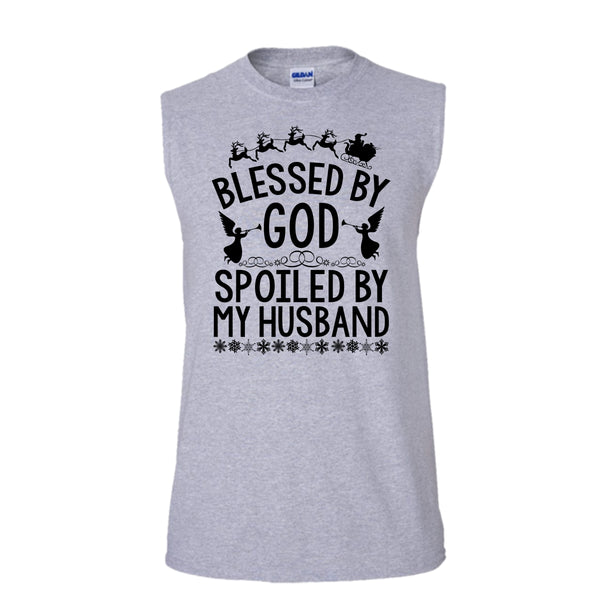 Blessed By God T Shirt, Merry Christmas Gift Tank Top (Men's Cotton Sleeveless)