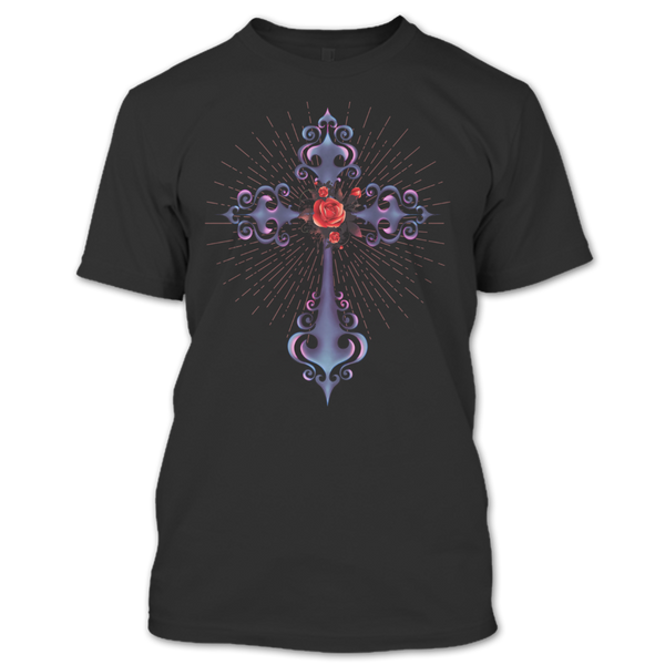 A black t-shirt with the shopify logo