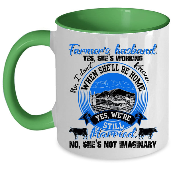 Cool Just Married Coffee Mug, Farmer's Husband Accent Mug