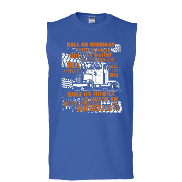 Roll On Momma T Shirt, Coolest Trucker Tank Top (Men's Cotton Sleeveless)