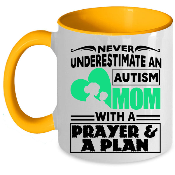 Cute Mom Coffee Mug, An Autism Mom With A Prayer And A Plan Accent Mug