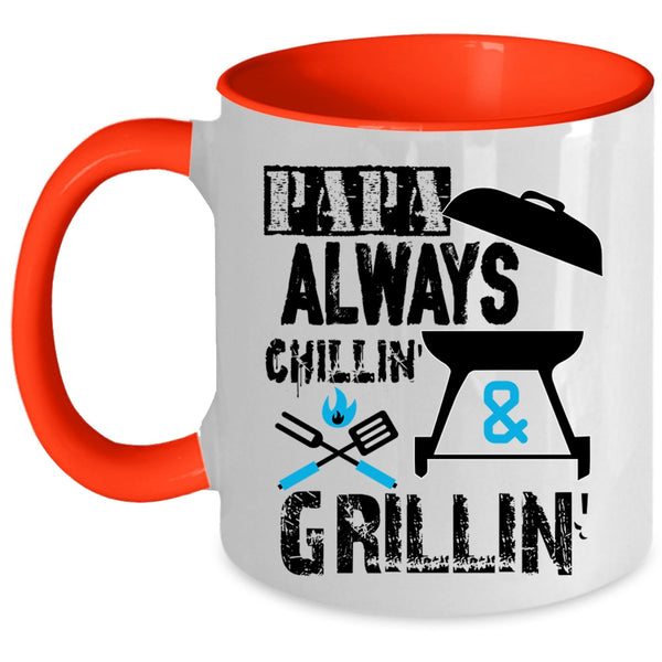 Awesome Papa Coffee Mug, Papa Always Chilling And Grilling Accent Mug