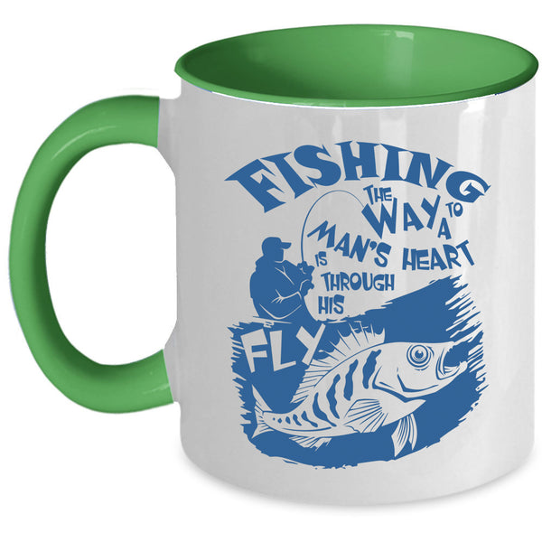 I Love Husband Coffee Mug, Fishing The Way To A Man's Heart Accent Mug