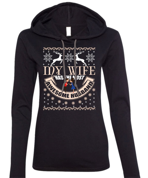 My Wife Has The Most Awesome Husband T Shirt, This Girl Loves Christmas T Shirt (Anvil Ladies Ringspun Hooded)