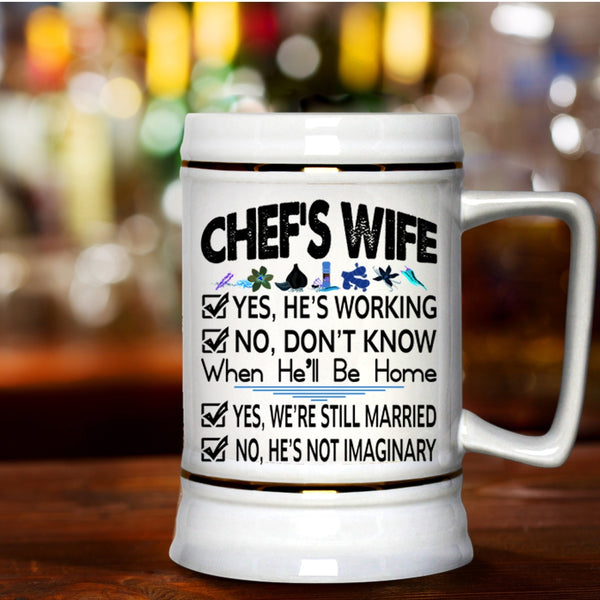 Lovely Gift For Chef's Wife Beer Stein 22oz, Chef's Wife Beer Mug