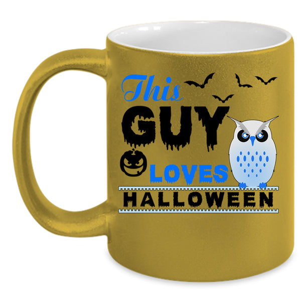 Gift For My Son Coffee Mug, This Guy Loves Halloween Accent Mug