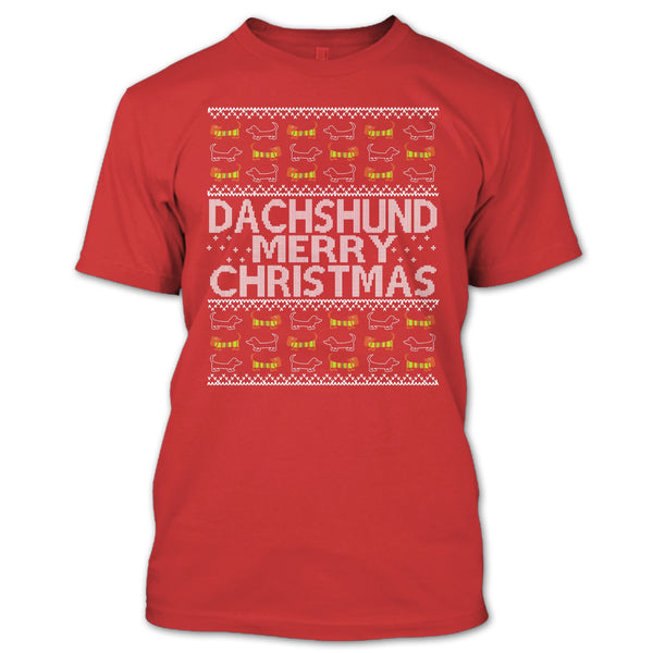 Dachshund Merry Christmas T Shirt, Coolest Dachshund T Shirt