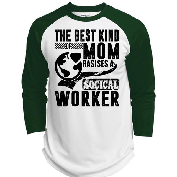 The Best Kind Mom Raises A Social Worker T Shirt, I Love Mom T Shirt, Awesome T-Shirts  (Polyester Game Baseball Jersey)