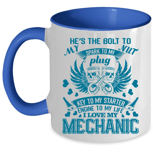 Cool Mechanis's Girlfriend Coffee Mug, I Love My Mechanic Accent Mug