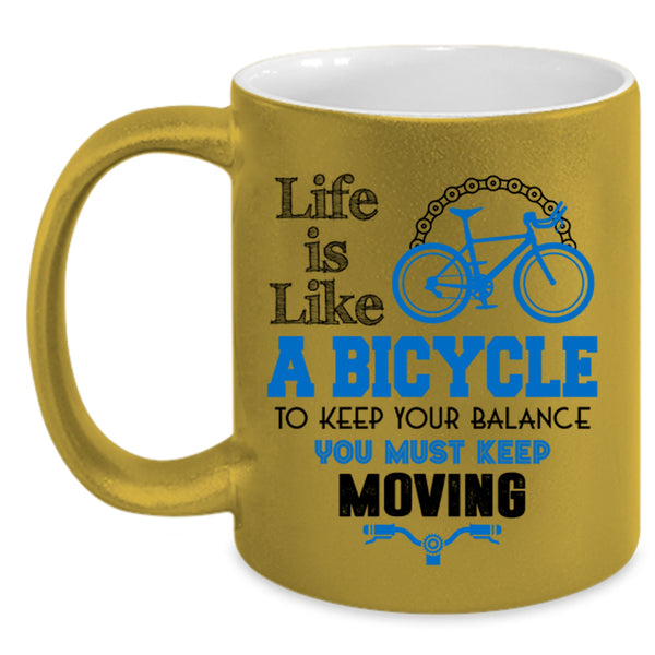 I Love Bicycling Coffee Mug, Life Is Like A Bicycle Accent Mug
