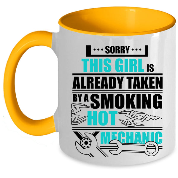 Cool Just Married Coffee Mug, This Girl Is Already Taken A Mechanic Accent Mug