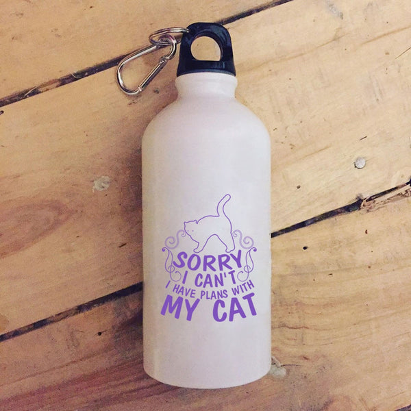 I Have Plans With My Cat 20 oz Stainless Steel Bottle,Cute Gift For Cat Lovers Outdoor Sports Water Bottle