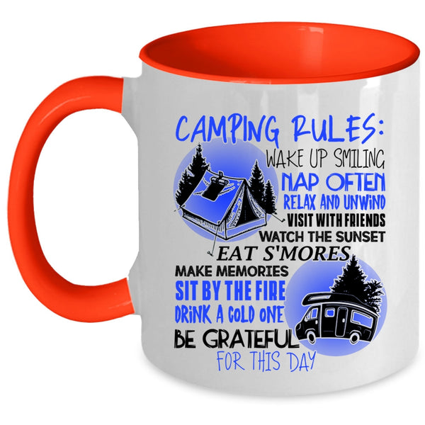 Be Gratful For This Day Coffee Mug, Camping Rules Accent Mug