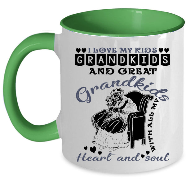Grandkids And Great Grandkids Coffee Mug, I Love My Kids Accent Mug