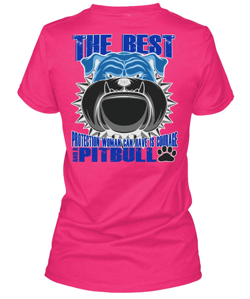 Woman Can Have Is Courage And A Pit Bull T Shirt, I Love Pit Bull T Shirt, Cool Shirt (Ladies LS Heather V-Neck)