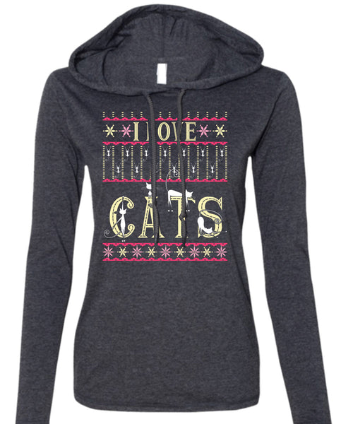 I Love Cats T Shirt, This Girl Loves Christmas T Shirt (Anvil Ladies Ringspun Hooded)